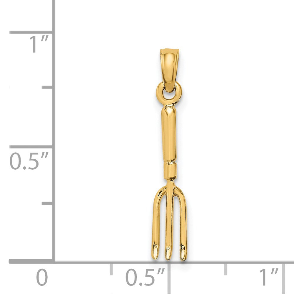 14K 3-D Fork Garden Tool Charm