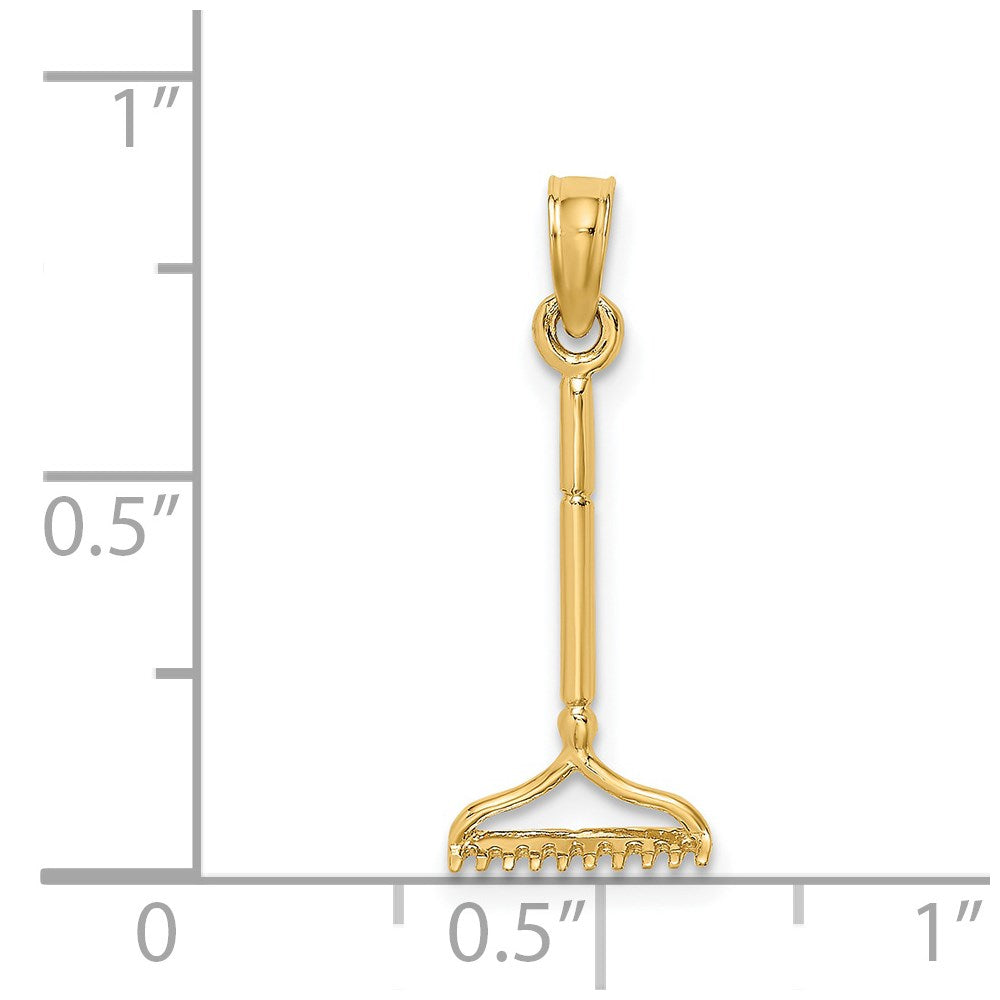 14K 3-D Landscape Rake Garden Tool Charm