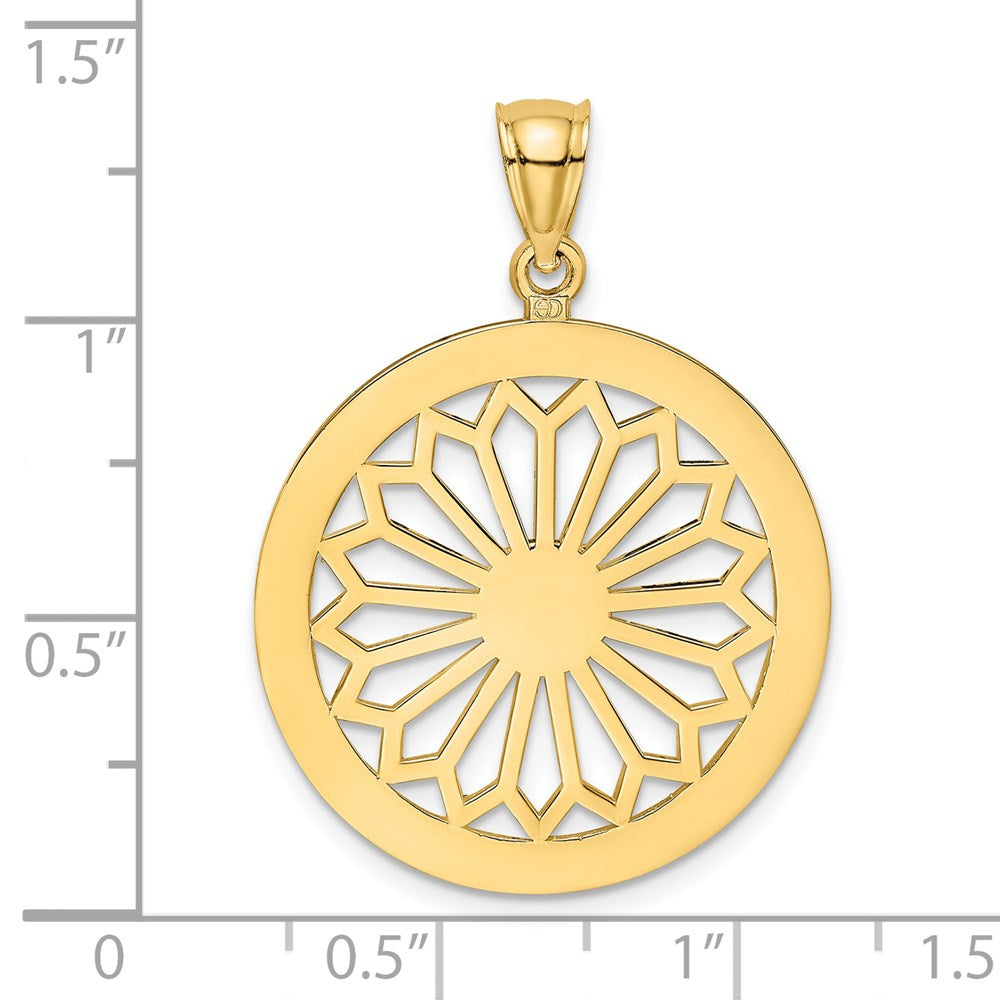 14K Retro Diasy In Round Frame Charm