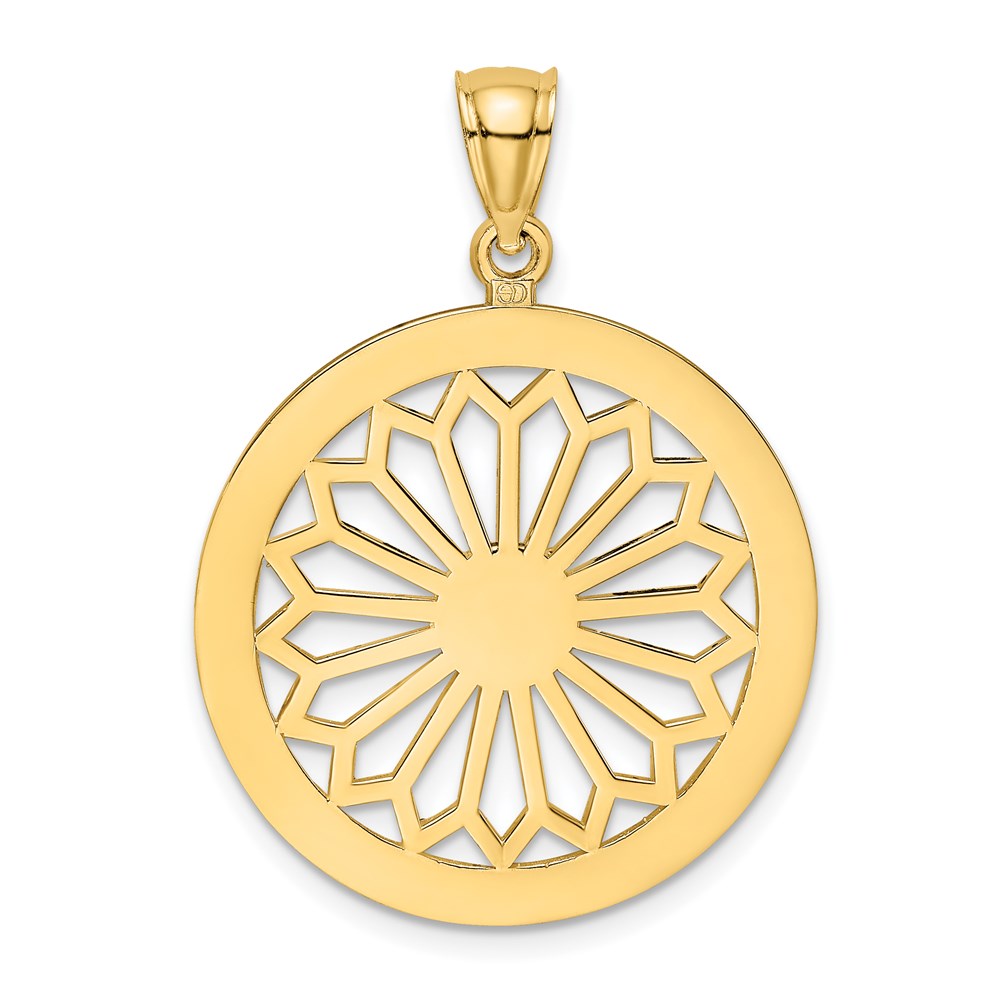 14K Retro Diasy In Round Frame Charm