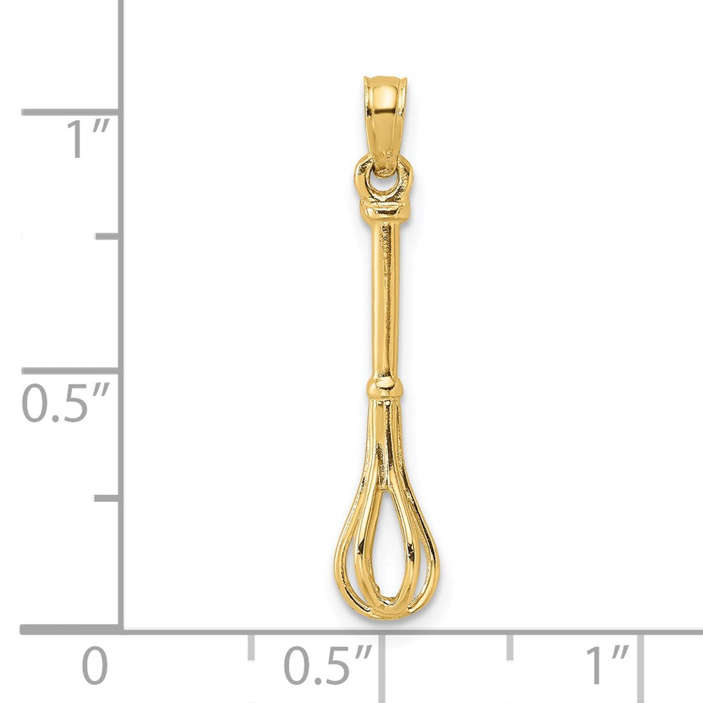 14K 3-D Polished Whisk Charm