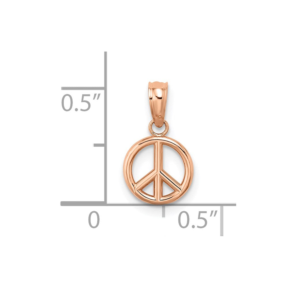 14K Rose Gold 3-D Peace Symbol Charm