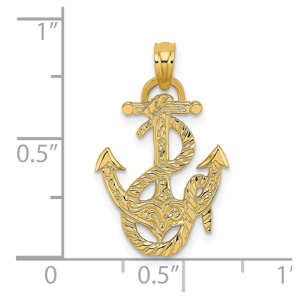14K Polished Anchor and Rope Charm