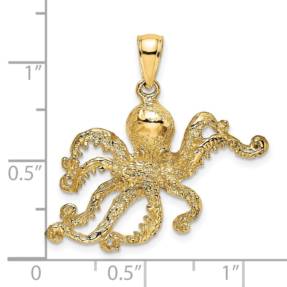 14K Textured Octopus Charm 3