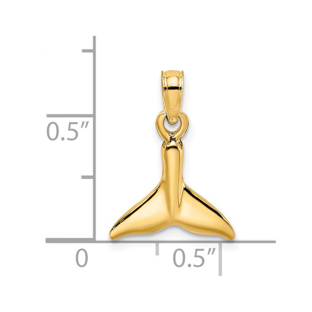 14K Polished Small Whale Tail Charm 3