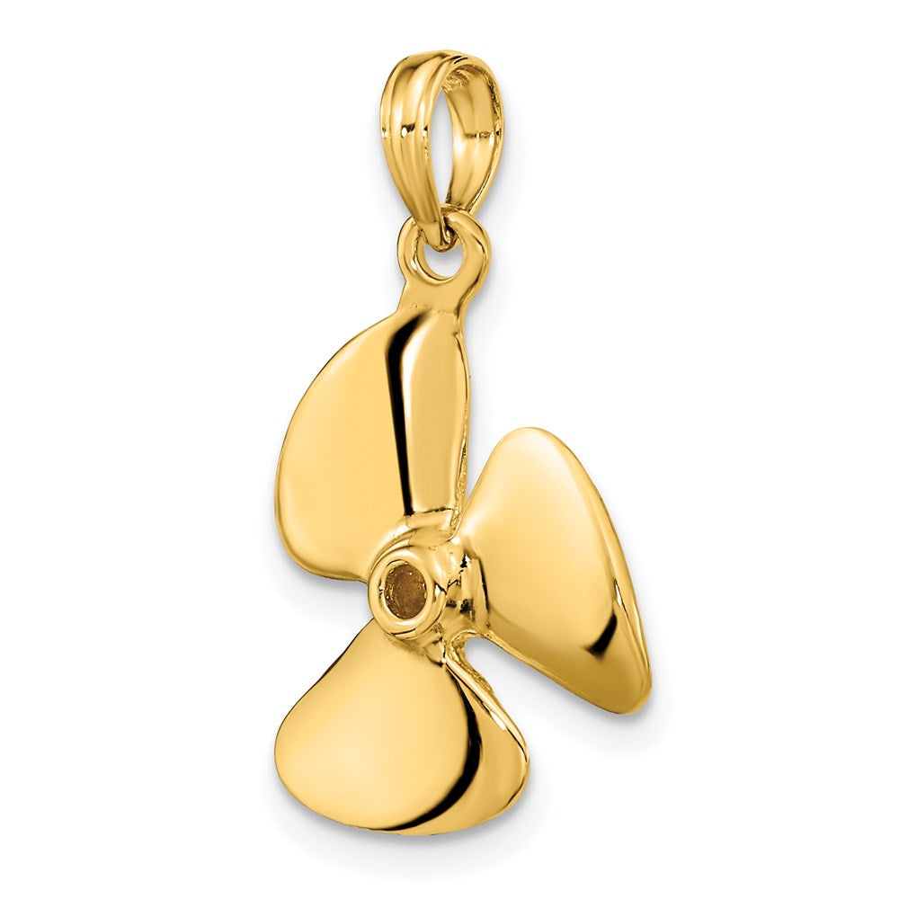 14K 3-D Polished Three Blade Propeller Charm