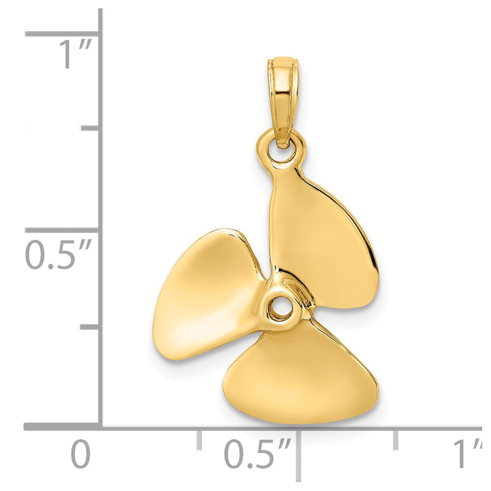 14K 3-D Polished Three Blade Propeller Charm
