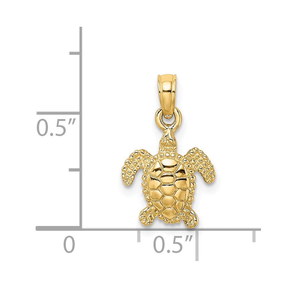 14K 3-D Mini Sea Turtle Charm 3