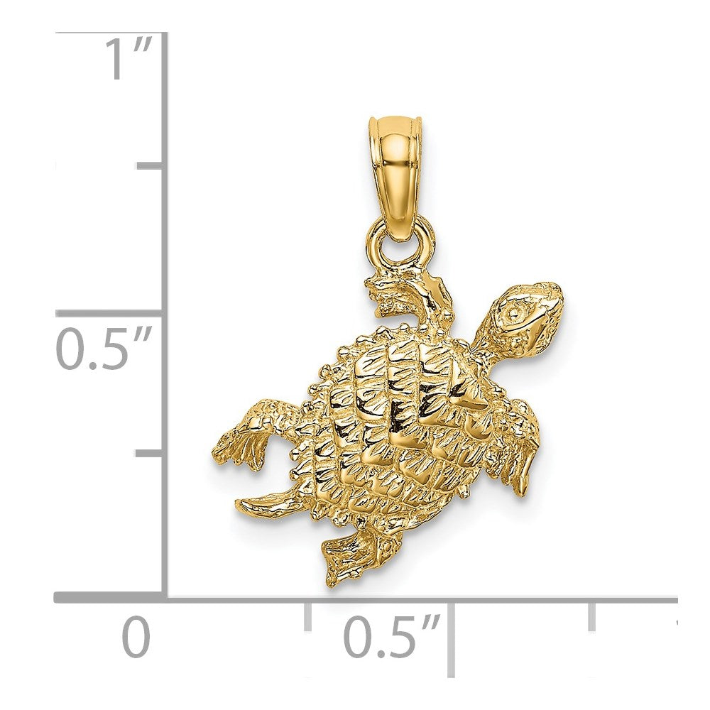 14K Sea Turtle with Tail Charm 3