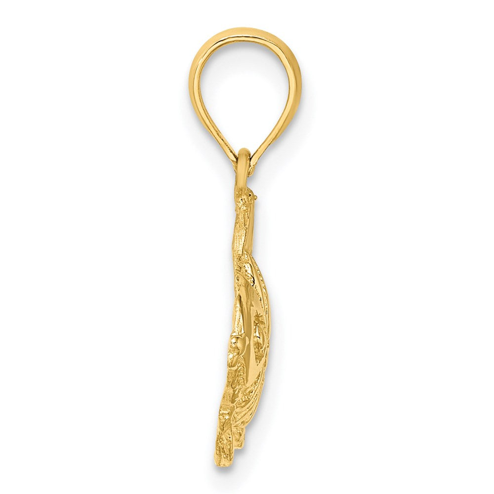 14K Polished Engraved Fish Charm 2