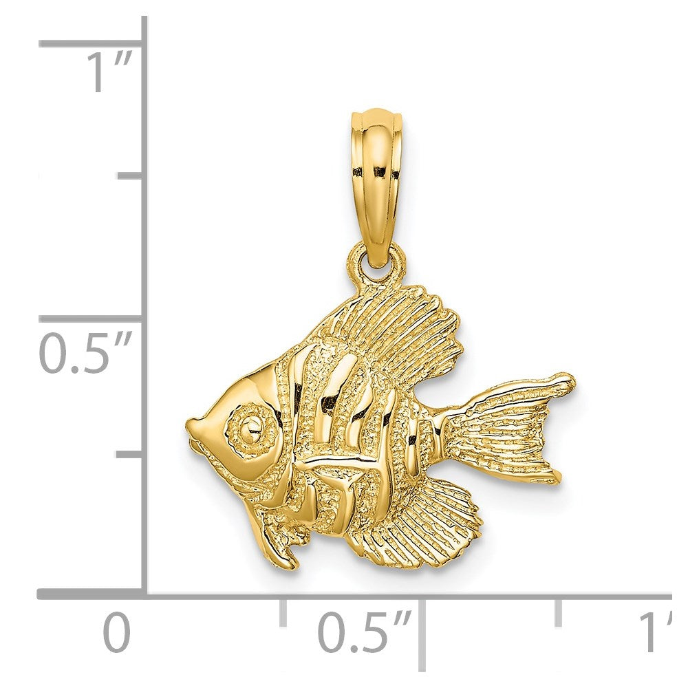 14K Polished Engraved Fish Charm 3