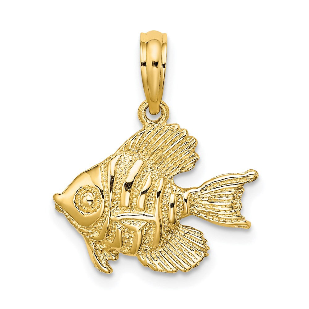 14K Polished Engraved Fish Charm 1