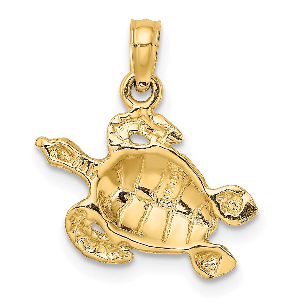14K Textured Sea Turtle Charm 4