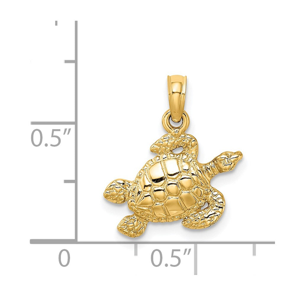14K Textured Sea Turtle Charm 3