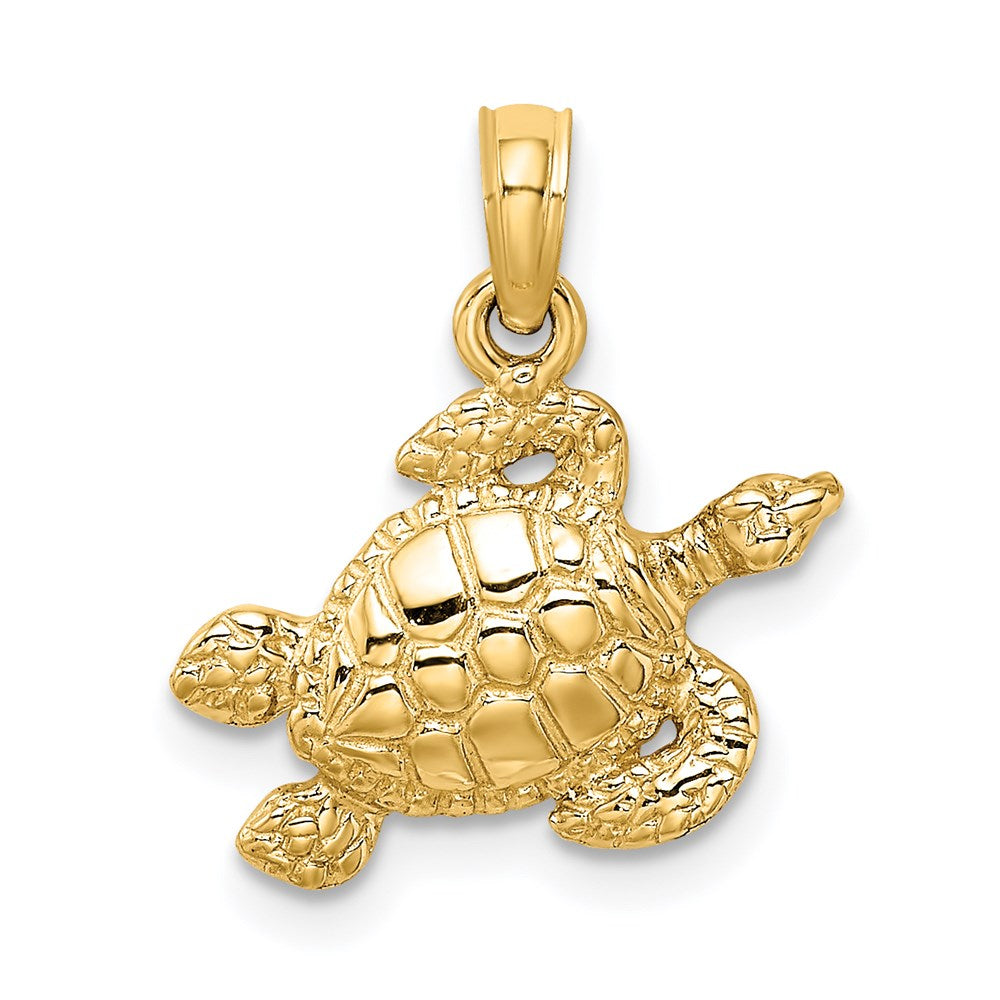 14K Textured Sea Turtle Charm 1