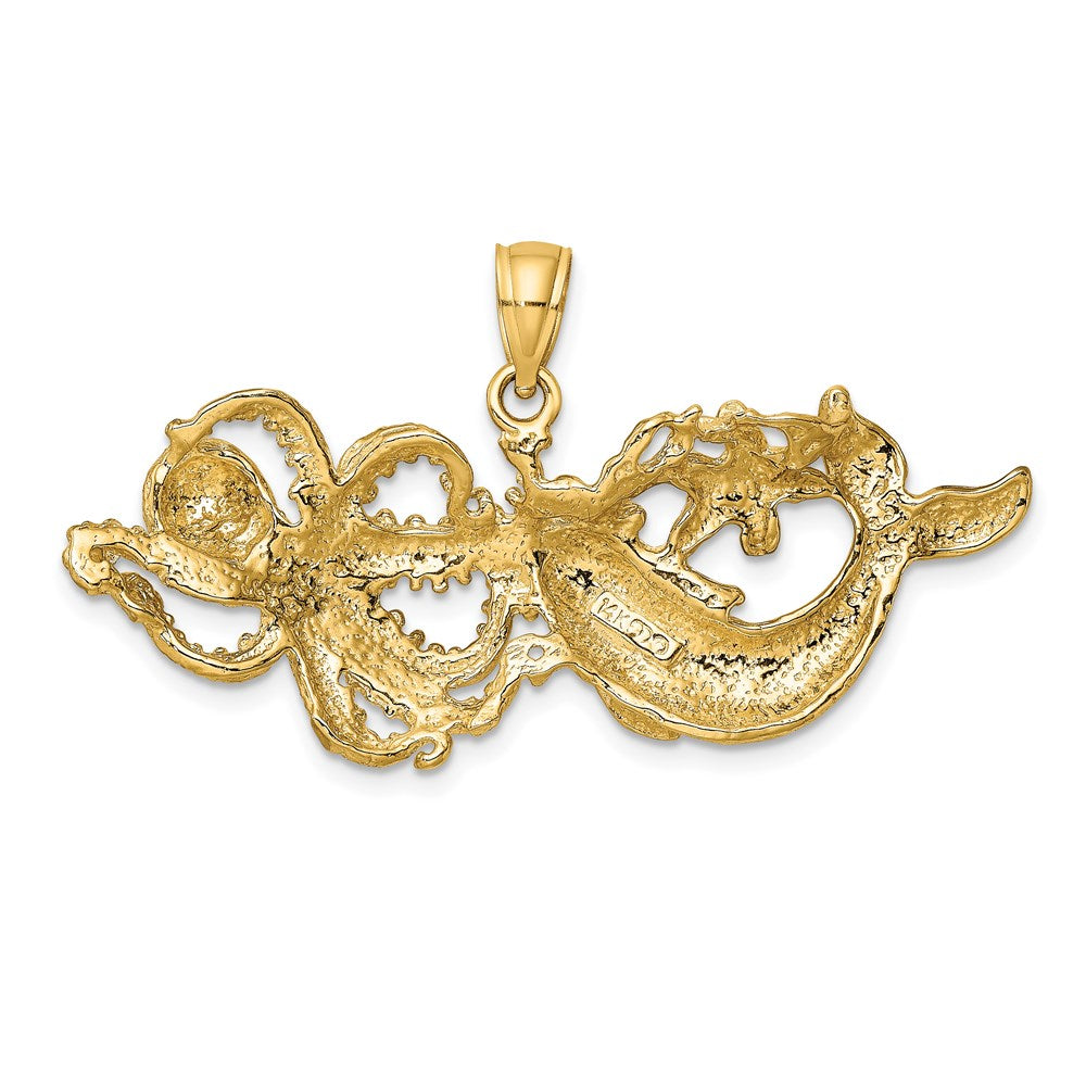 14K Polished and Textured Dolphin and Octopus Pendant 4