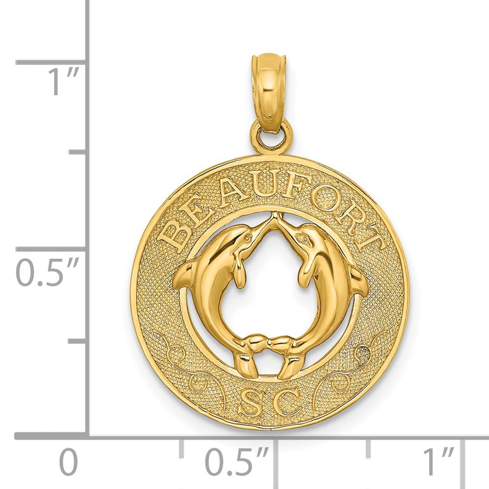 14K BEAUFORT SC w/Dolphins Circle Charm 3