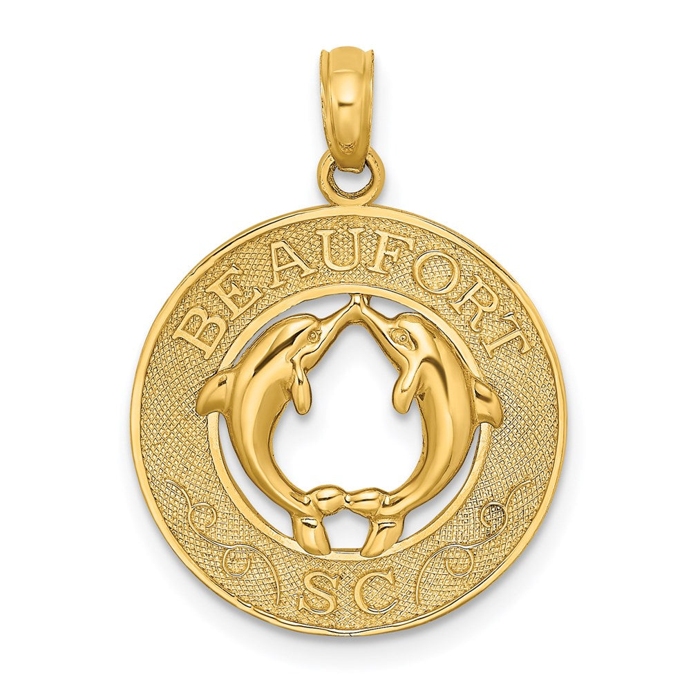 14K BEAUFORT SC w/Dolphins Circle Charm 1