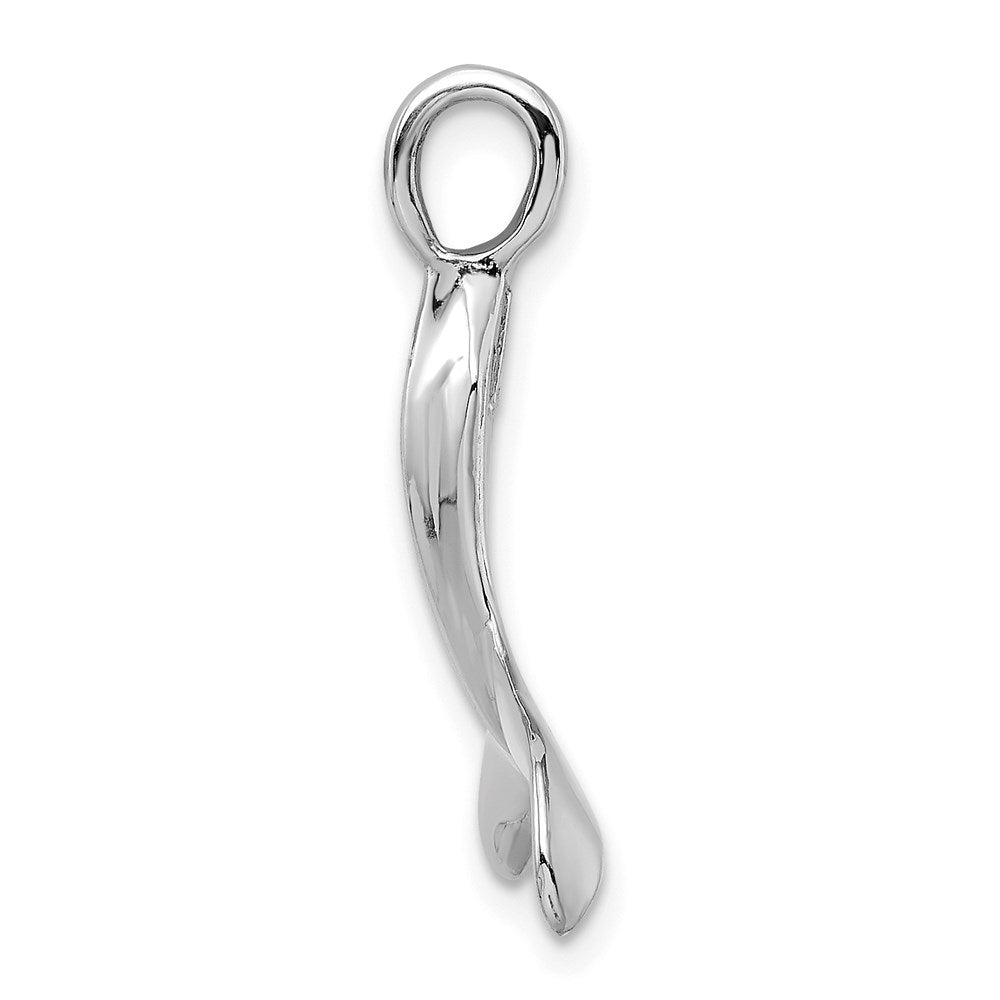 14K White Gold 3-D Polished Whale Tail Charm 2