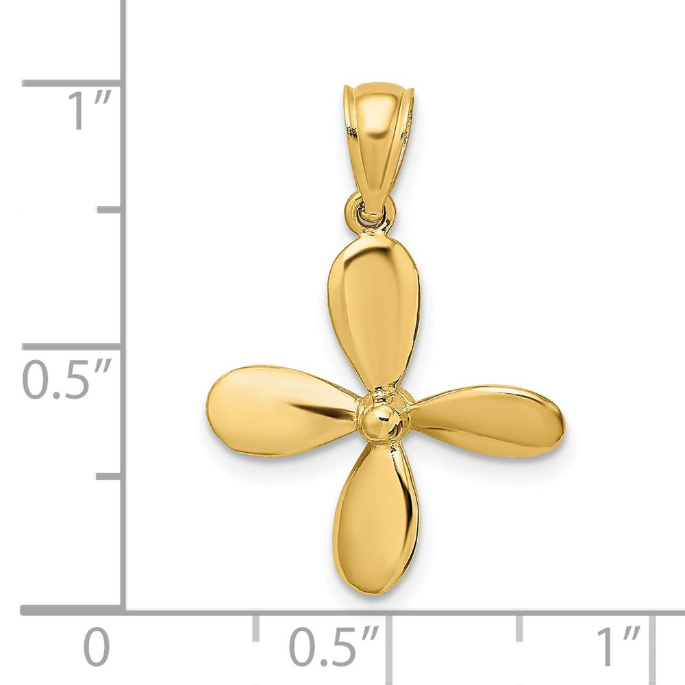14K 3-D w/ 4 Blades Propeller Charm