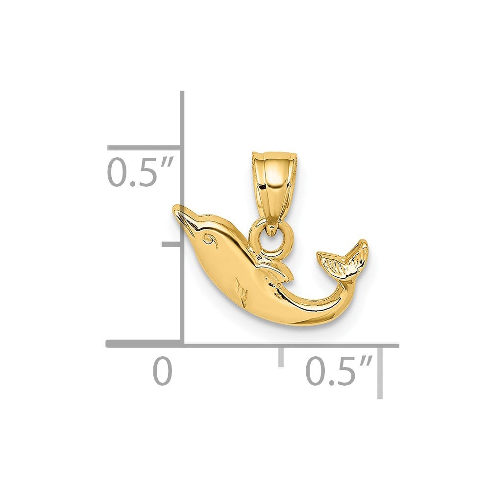 14K Polished Mini Dolphin Charm 3