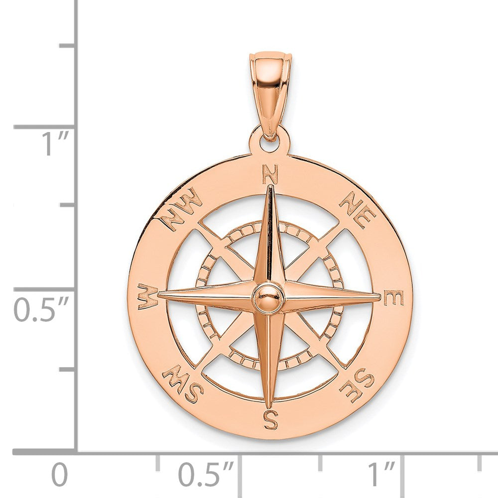 14K Rose Gold Nautical Compass Pendant 3