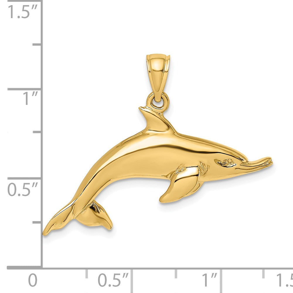14K Polished Swimming Dolphin Charm 3
