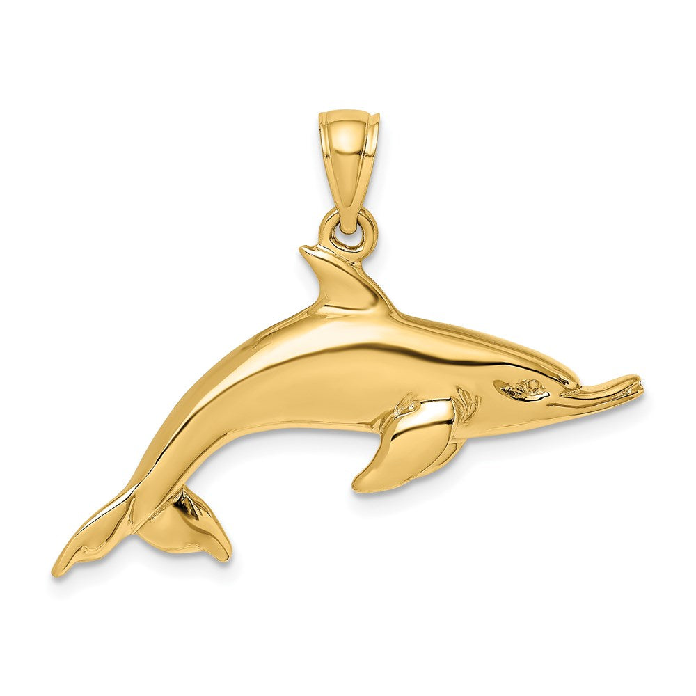 14K Polished Swimming Dolphin Charm 1