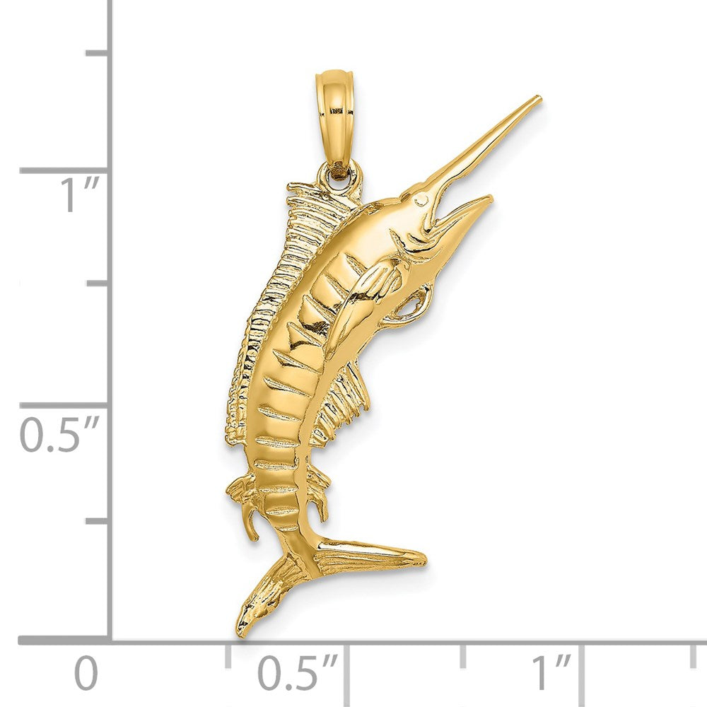 14K 3-D Polished BLUE MARLIN Charm 3