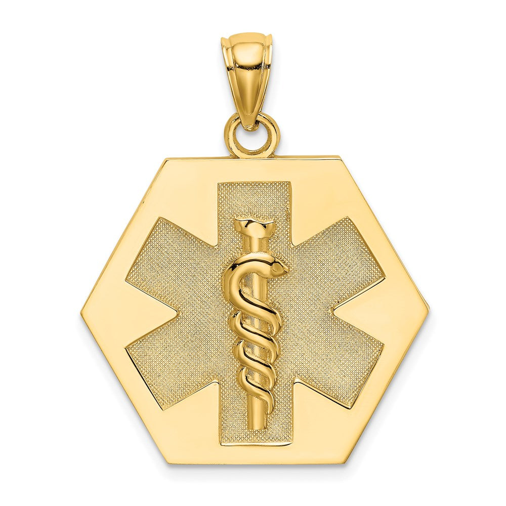 14K Textured Back Caduceus Medical Disc