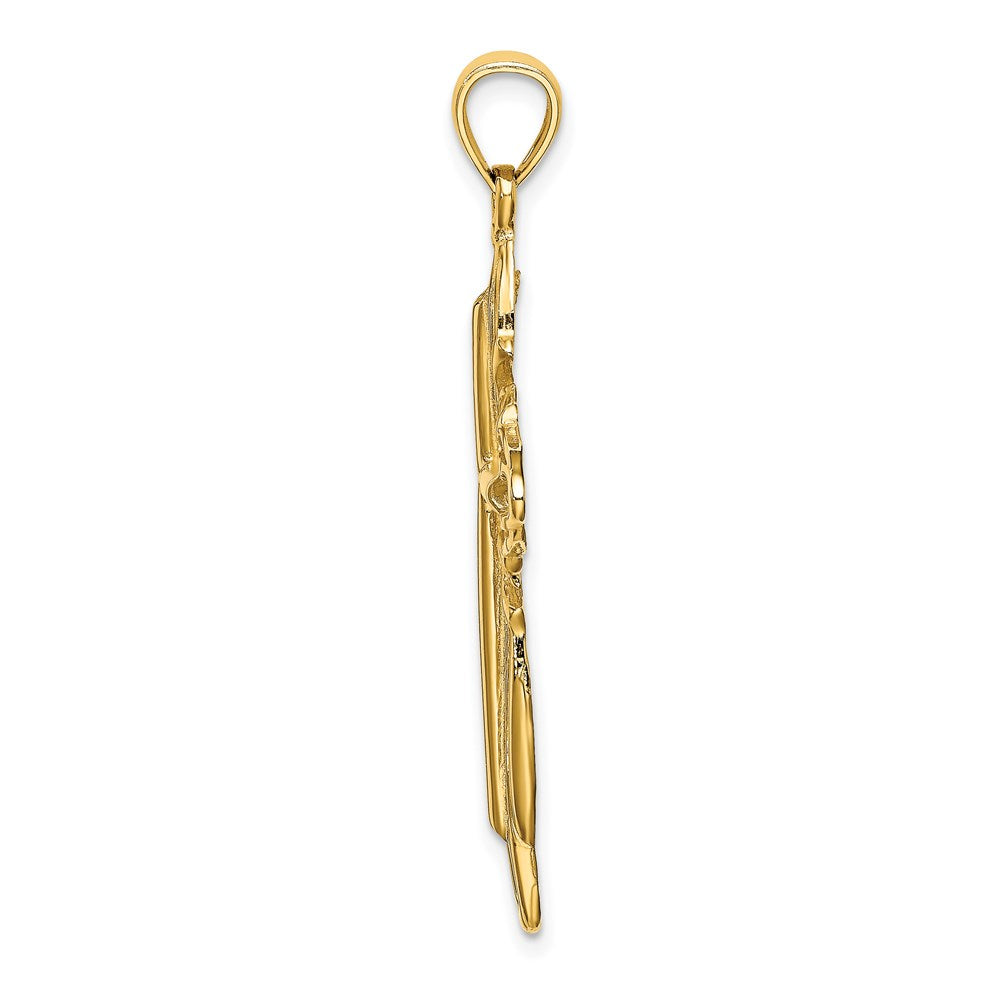 14K Polished and Textured Cross