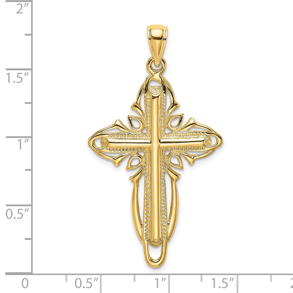 14K Polished and Textured Cross