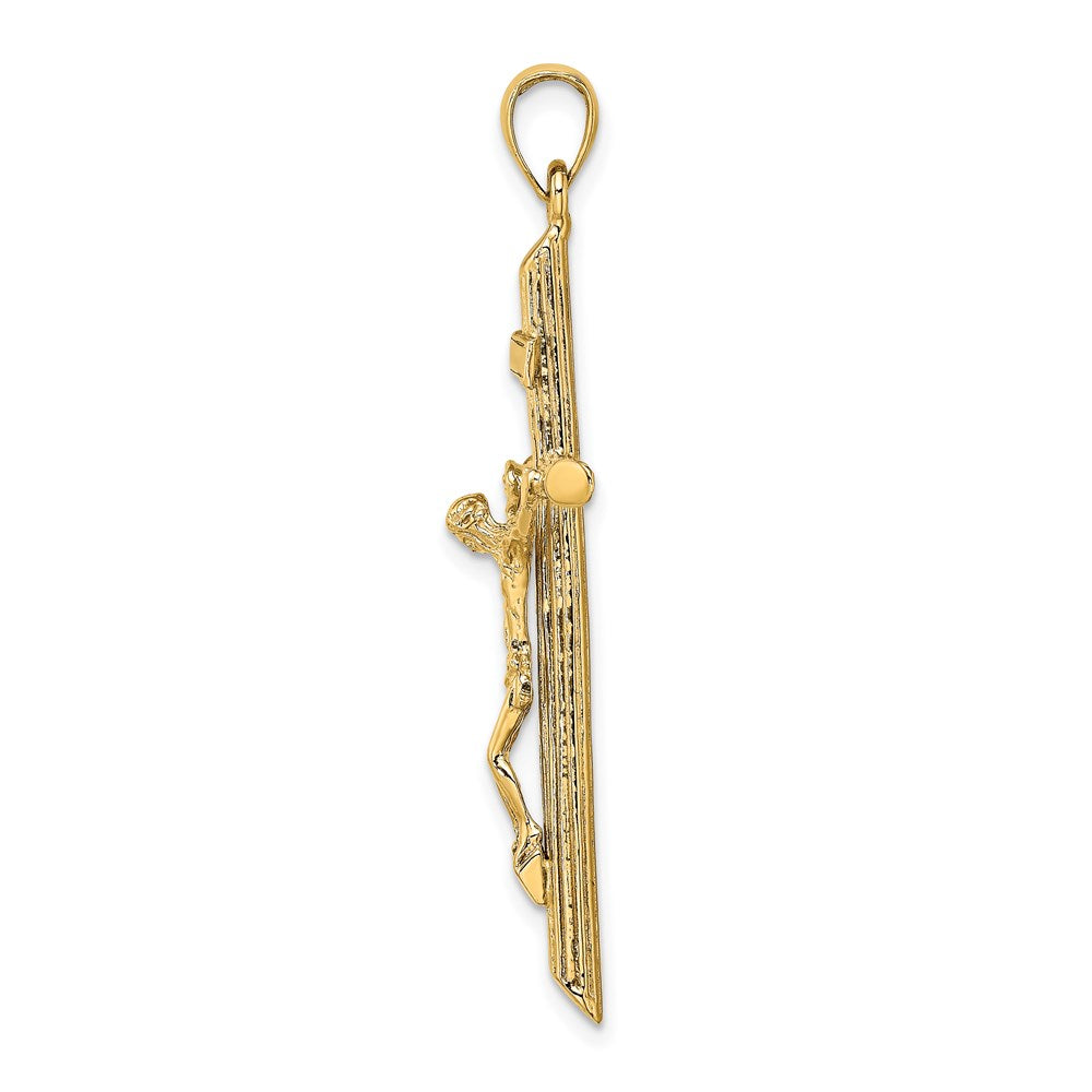 14K Textured Crucifix Charm