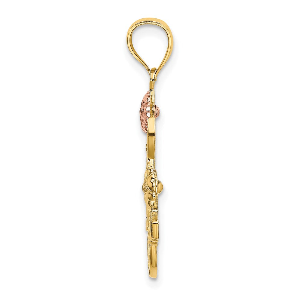 14k Two-tone w/White Rhodium I LOVE YOU w/Flowers Charm