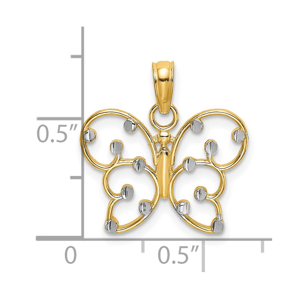 14k w/ Rhodium Butterfly Charm