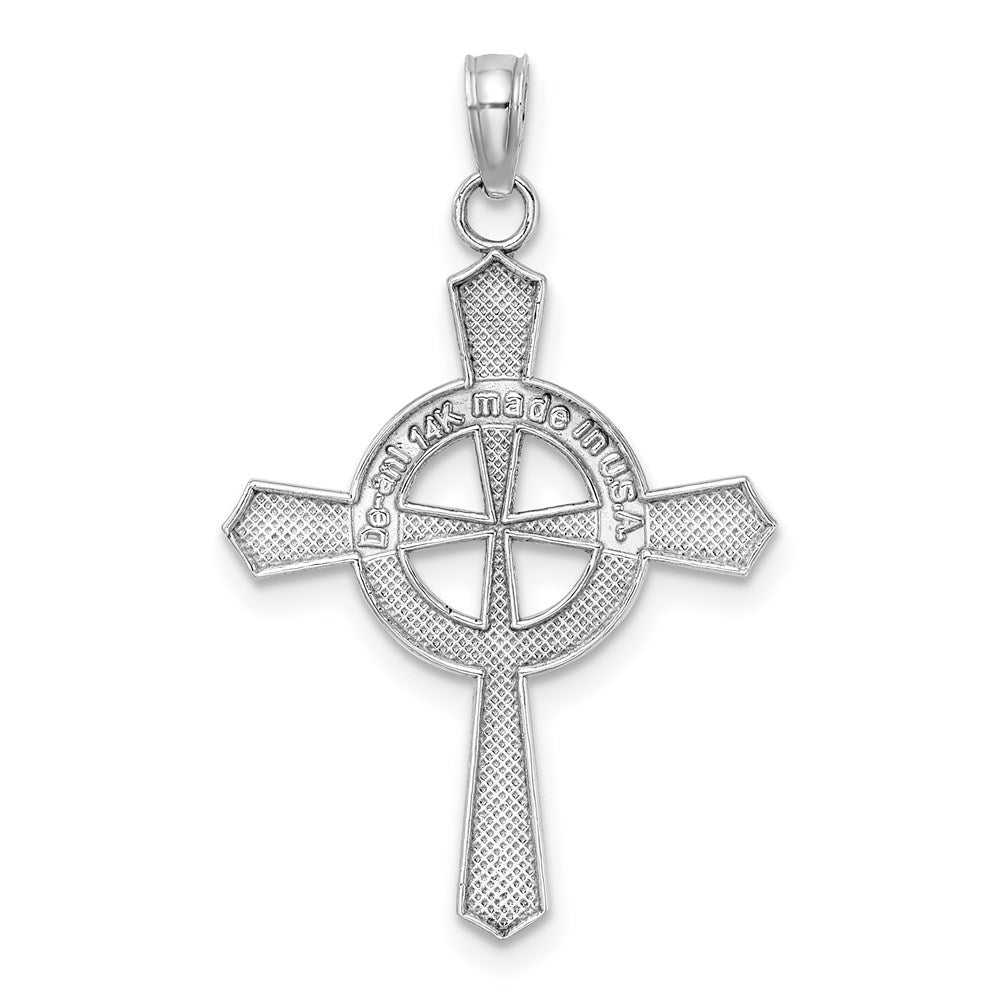 14K White Gold Beaded Celtic Cross w/ Eternity Charm