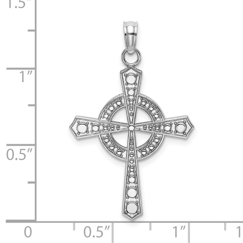 14K White Gold Beaded Celtic Cross w/ Eternity Charm
