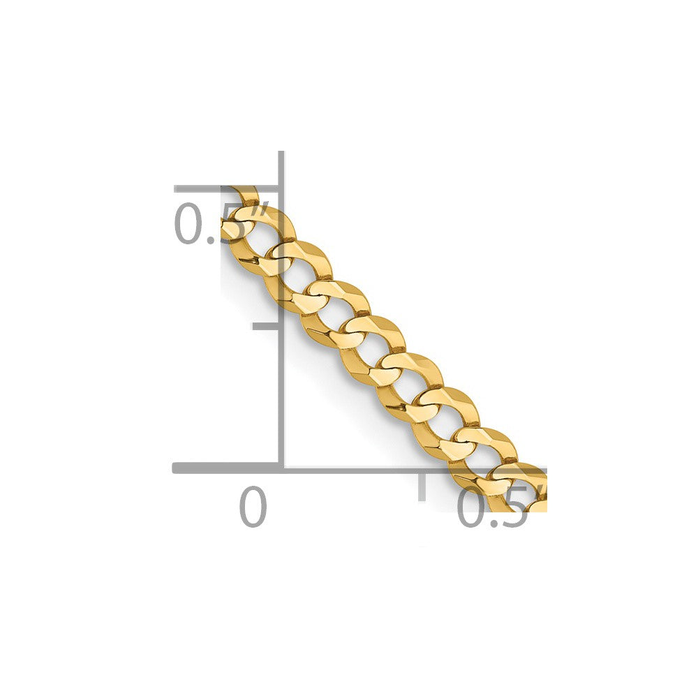 14k 3.1mm Lightweight Flat Cuban Chain