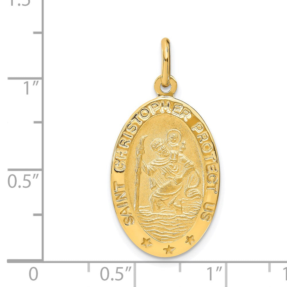 Leslie's 14k Polished and Satin Oval St. Christopher Pendant