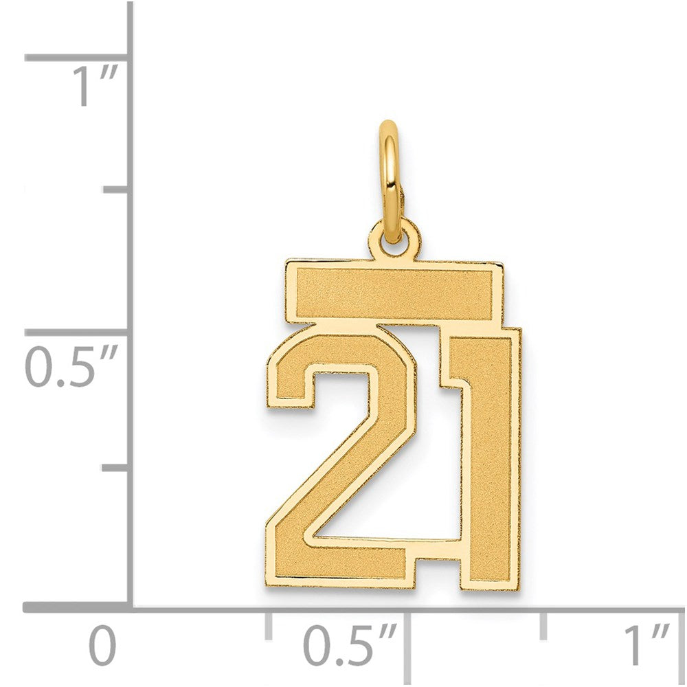14k Small Satin Number 21 Charm