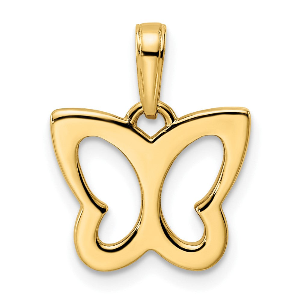 14k and White Rhodium Diamond-cut Butterfly Pendant