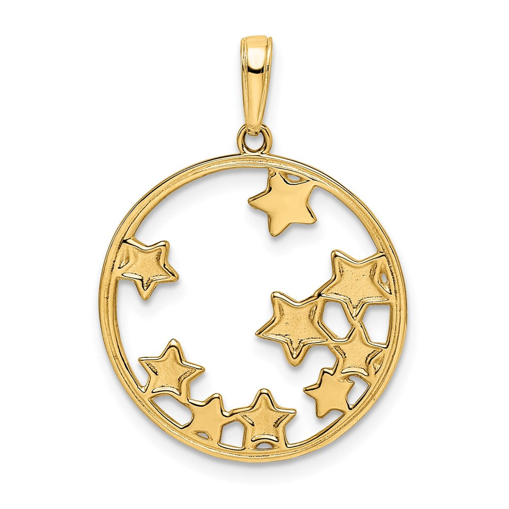 14k & White Rhodium D/C Stars Pendant