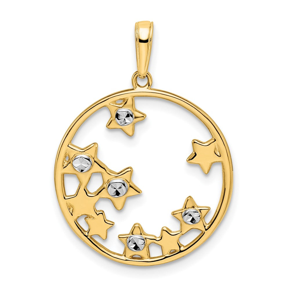 14k & White Rhodium D/C Stars Pendant