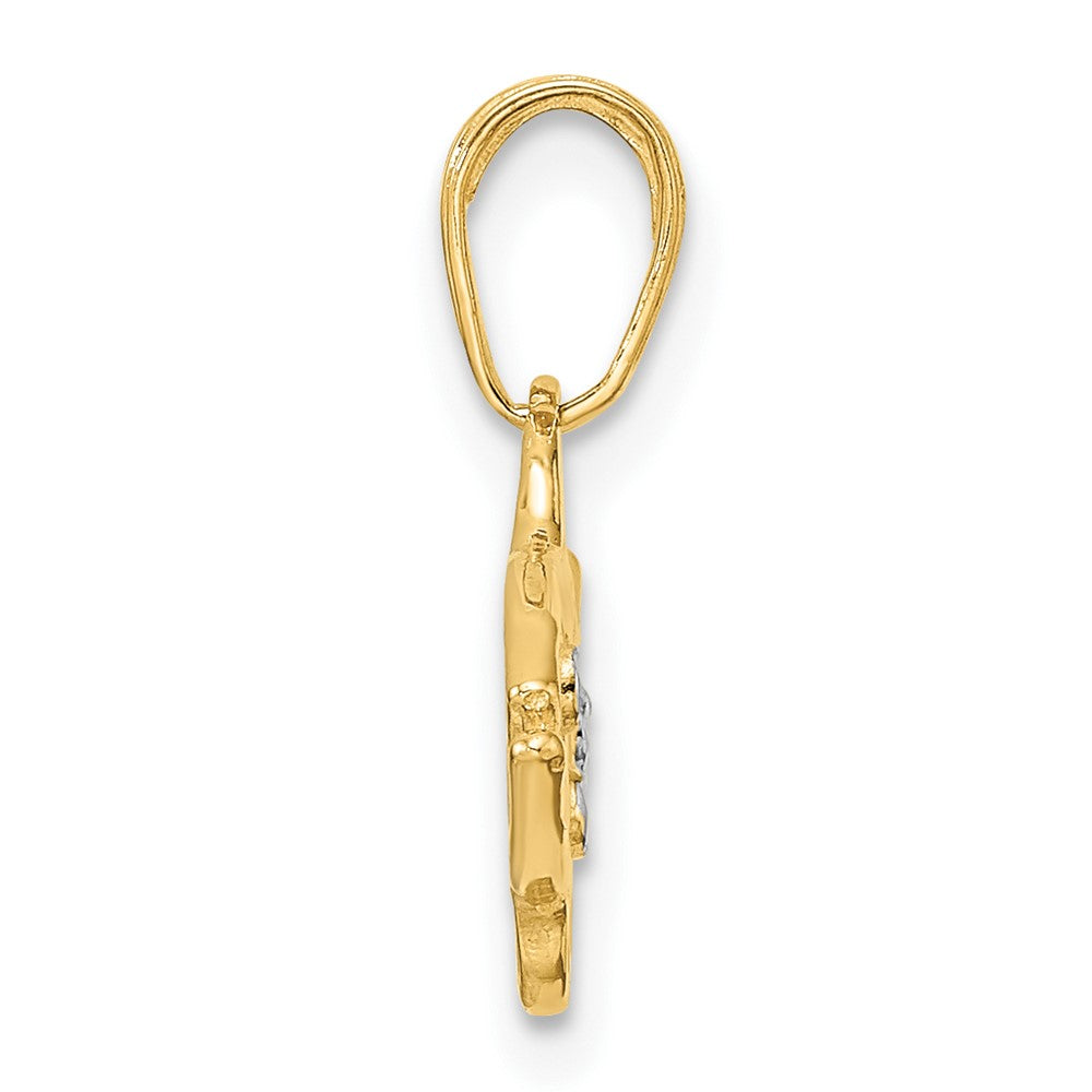14k and White Rhodium D/C Fish Pendant 2