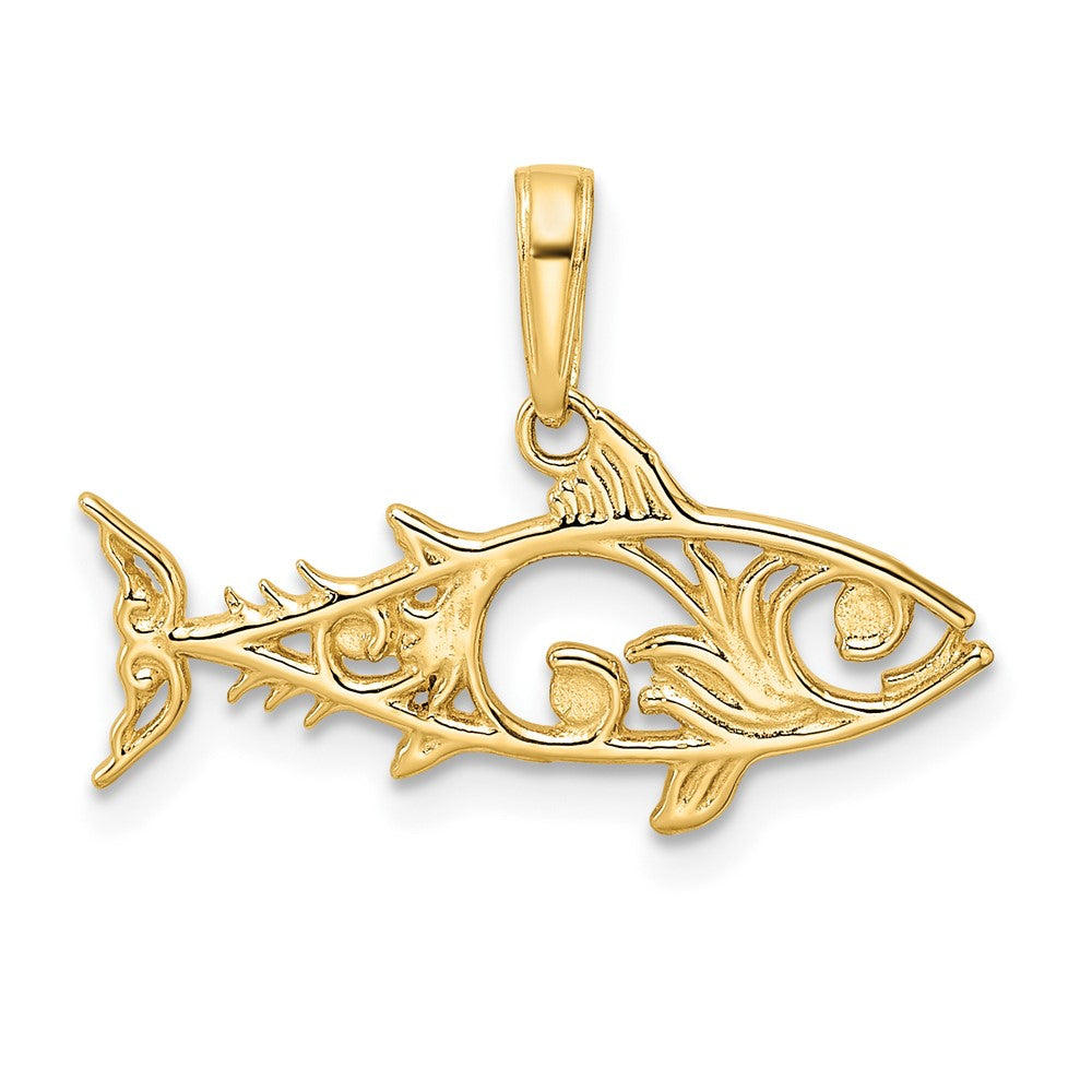 14k and White Rhodium D/C Fish Pendant 3