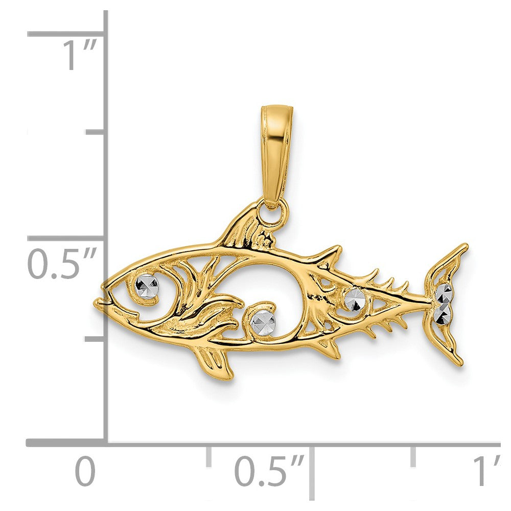 14k and White Rhodium D/C Fish Pendant 4