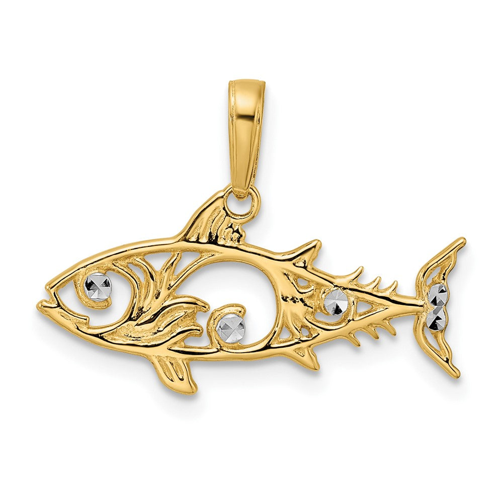 14k and White Rhodium D/C Fish Pendant 1