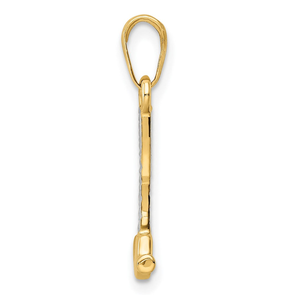 14k and White Rhodium D/C Hammer Pendant