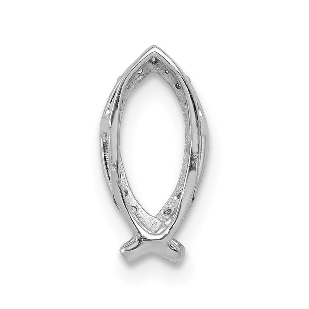 14k White Gold 1/15ct. Diamond Ichthus Chain Slide
