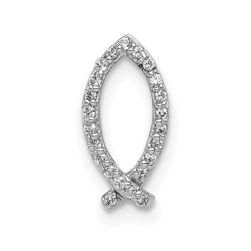 14k White Gold 1/15ct. Diamond Ichthus Chain Slide